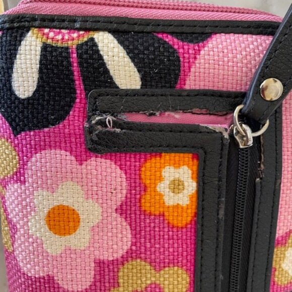 SPARTINA 449 Large Pink Floral Linen Leather Bi Fold Wallet Wristlet - Picture 11 of 16